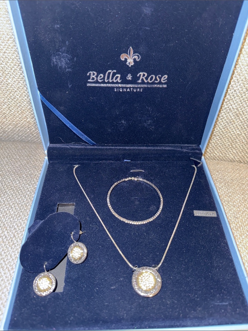 Bella & Rose necklace bracelet and earrings (missing a crystal)